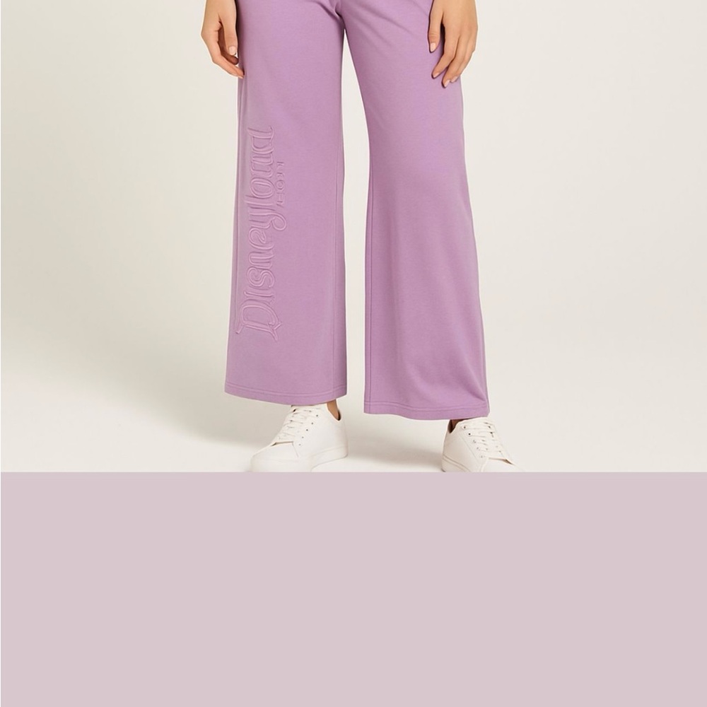 Disneyland Women's Purple wide leg sweatpants  - embroidered!